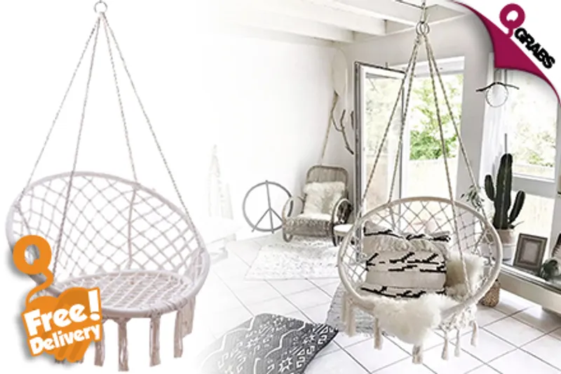 For QR349 Laze Around with an Indoor / Outdoor Hanging Chair Hammock - FREE Delivery within Doha! (QR599 Value)